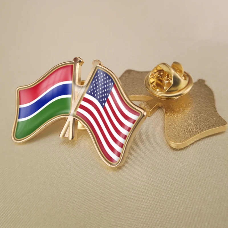 Гамбия и Соединенные Штаты Америки Перекрестные двойной флаг дружбы значков на