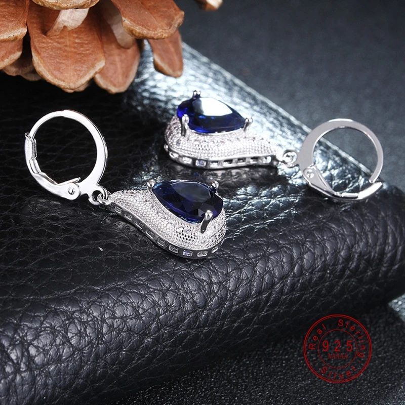 Женские серьги гвоздики с голубым цирконием модный прозрачный кристалл