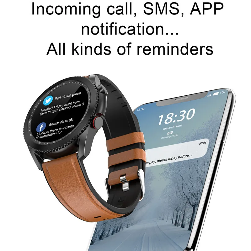 t40 fashion smart watch bluetooth call men 1 3hd full touch wearable device long standby sports smartwatch for android ios free global shipping