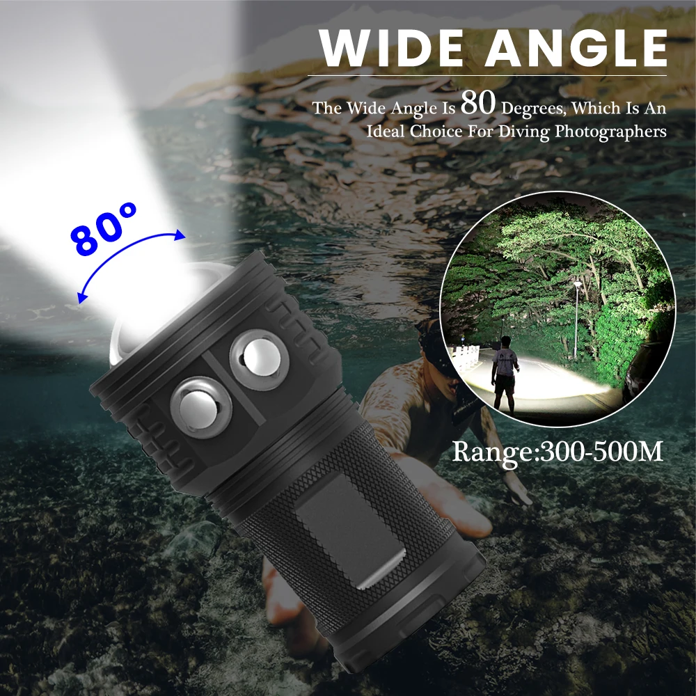 Comprar Luz De Fotografía Subacuática De Buceo Profesional, Lámpara COB De 6000LM, Cuentas, Linterna De Buceo De 120 Grados, IPX8, Resistente Al Agua, Relleno De Buceo