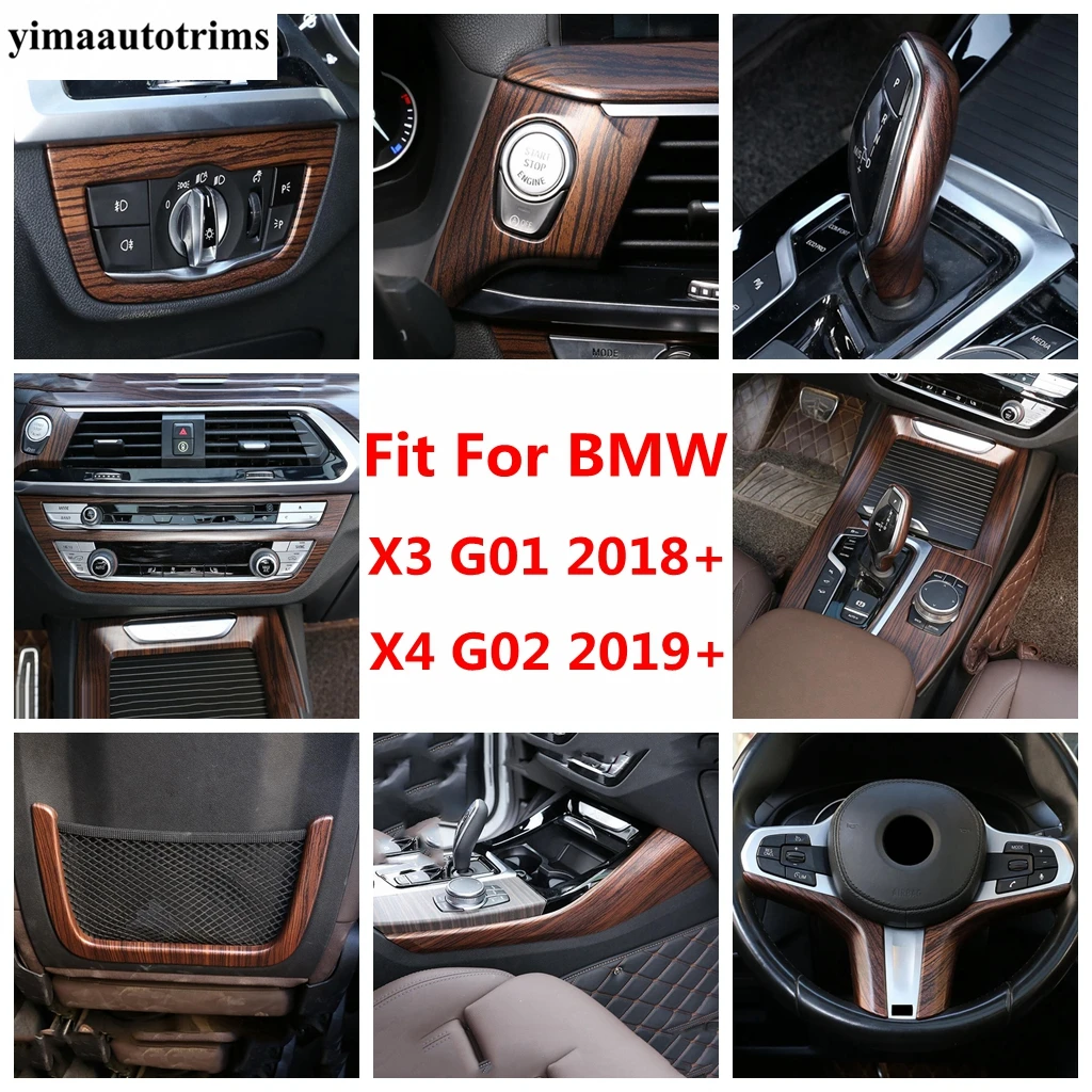 

For BMW X3 G01 2018 - 2022 X4 G02 2019 - 2021 Wood Grain Accessories Window Lift Head Light AC Air Shift Gear Panel Cover Trim