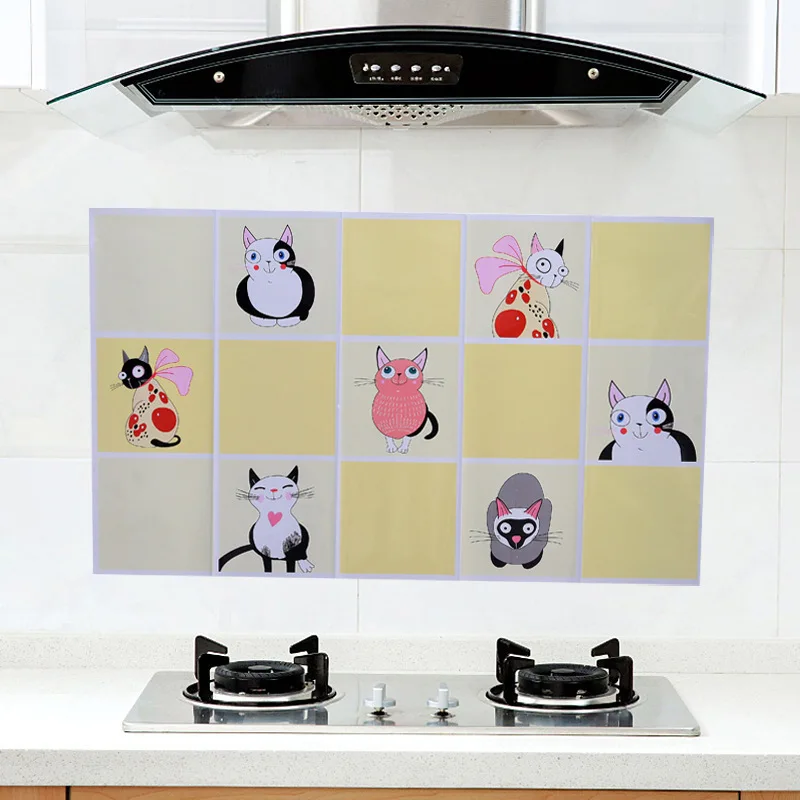

Heat-resistant and oil-proof Self-adhesive stickers household tile wall stickers kitchen wallpaper greaseproof paper stickers4pc