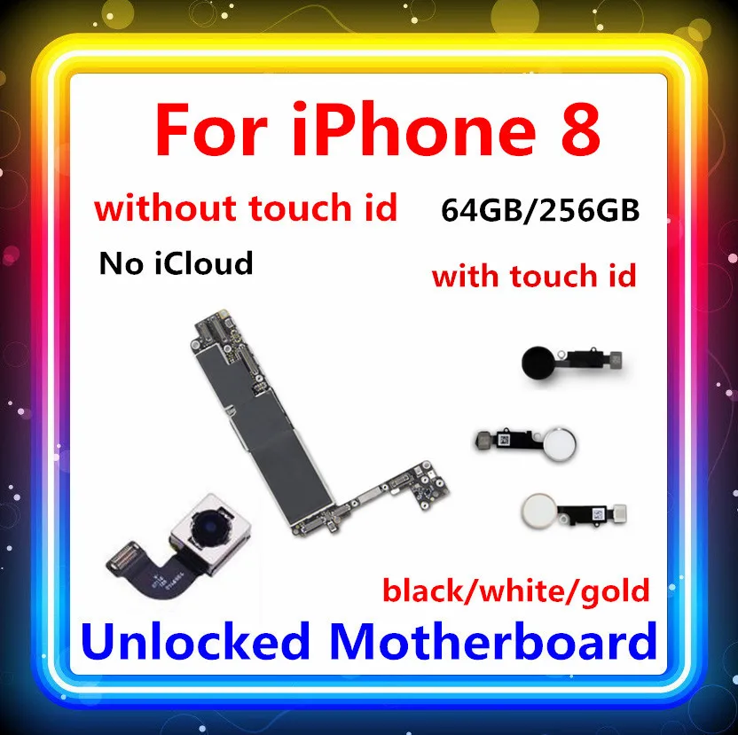 Для iPhone 8 материнская плата для iPhone 8 материнская плата с/withtout Touch ID Хорошая рабочая оригинальная Заводская разблокированная задняя камера