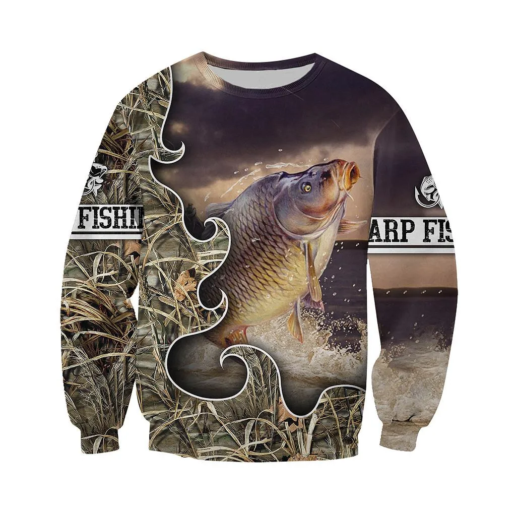 Художественная толстовка с капюшоном для ловли карпа 3D принтом повседневные