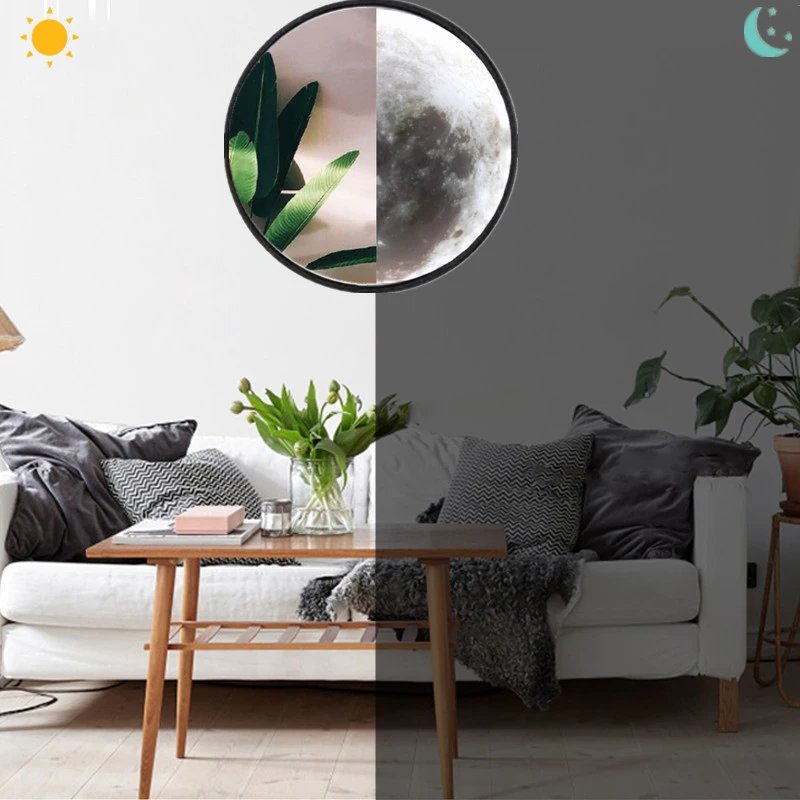 

Creative mirror makeup mirror with light moon wall lamp living room entrance bathroom decorative mirror wall lamp