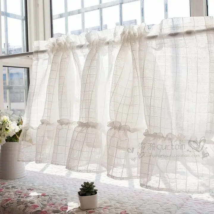 Корейская Короткая занавеска s для кухни белая пряжа полузанавеска кафе Милая