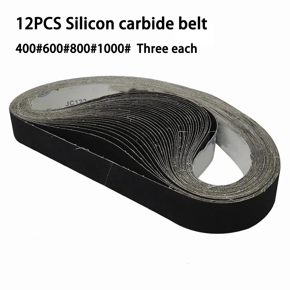 

12PCS Silicon Carbide Belts Soft Cloth Sanding Belts For Wood Metal Polishing Grit 400# 600#800#1000# Silicon Carbide Sanding Be