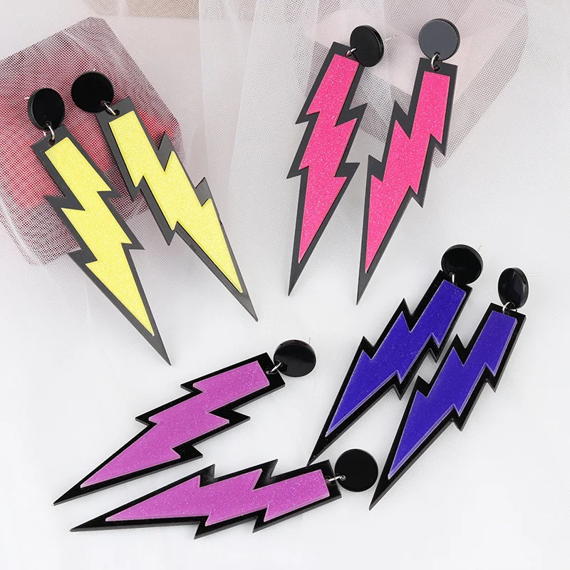 

Earrings 2021 trend New style lightning earrings fashion exaggerated long silver needle earrings acrylic jewelry women Wholesale