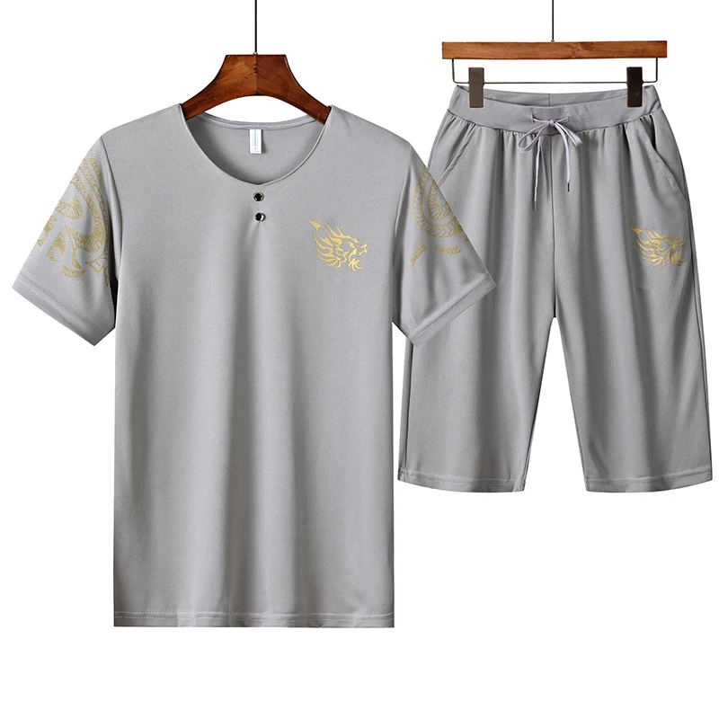 Летний спортивный комплект для мужчин дышащая сетчатая толстовка костюм