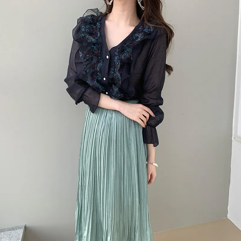 Blusa xлопковое платье без рукавов из полиэстера с v-образным вырезом в Корейском
