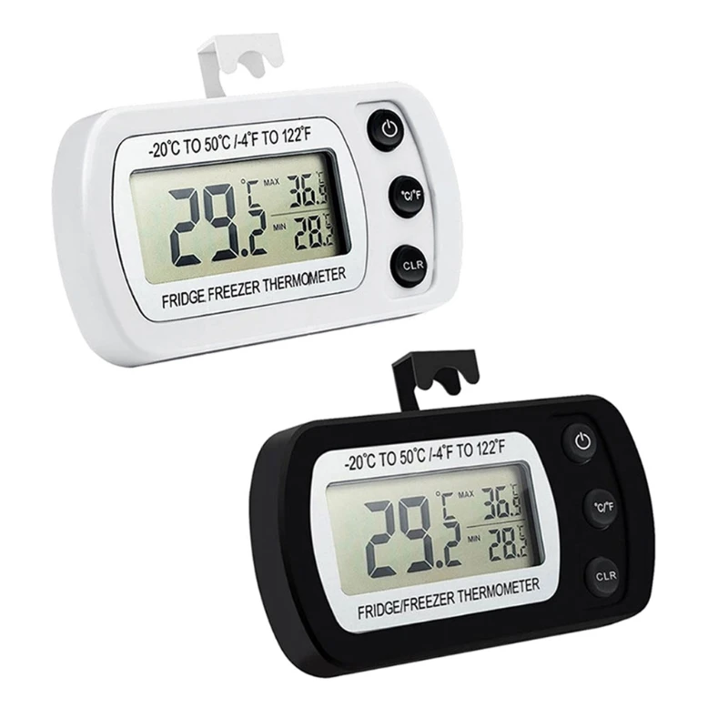 

Hanging Waterproof Digital Refrigerator Thermometer -20 °C to 50 °C Max Min Record Function with LCD Display Magnet Hook