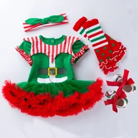 newborn infant baby girl christmas clothes sets new year infantil girls rompers leg warmer shoes headband 4pcs xmas party outfit