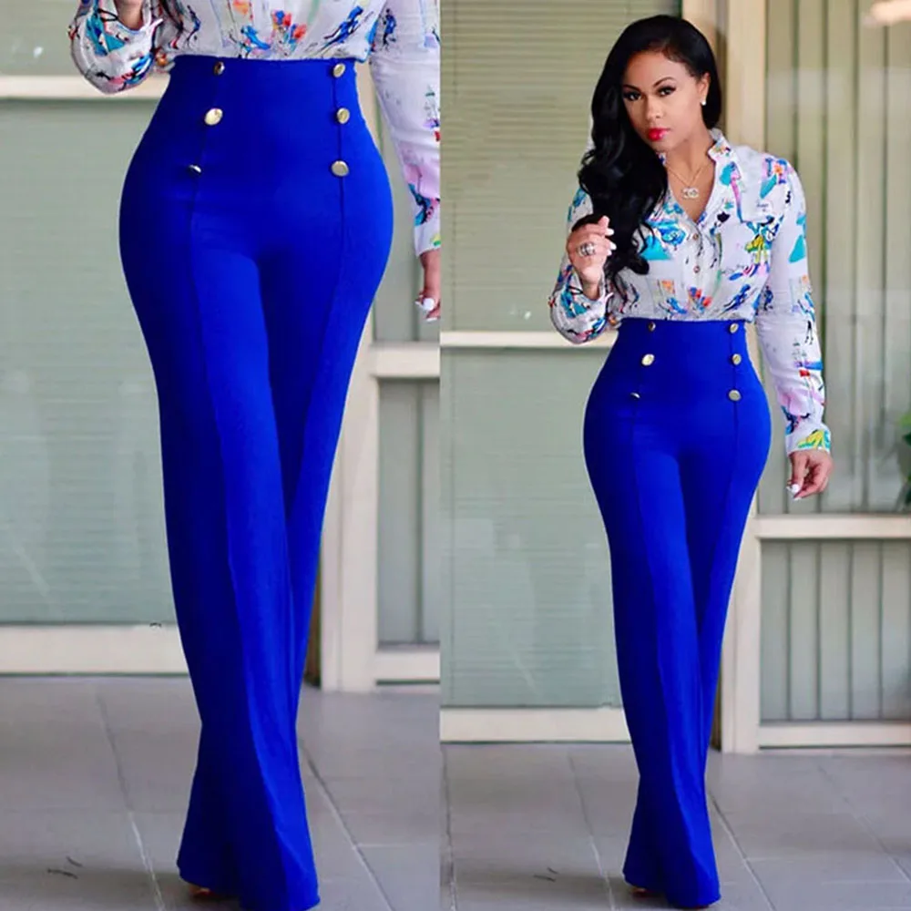 

European And American Style Fashion Personality New High-waist Straight Trousers Women's Fashion Casual Flared Trend Trousers