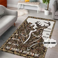 love gift couple deer custom name rug 3d all over printed non slip mat dining room living room soft bedroom carpet
