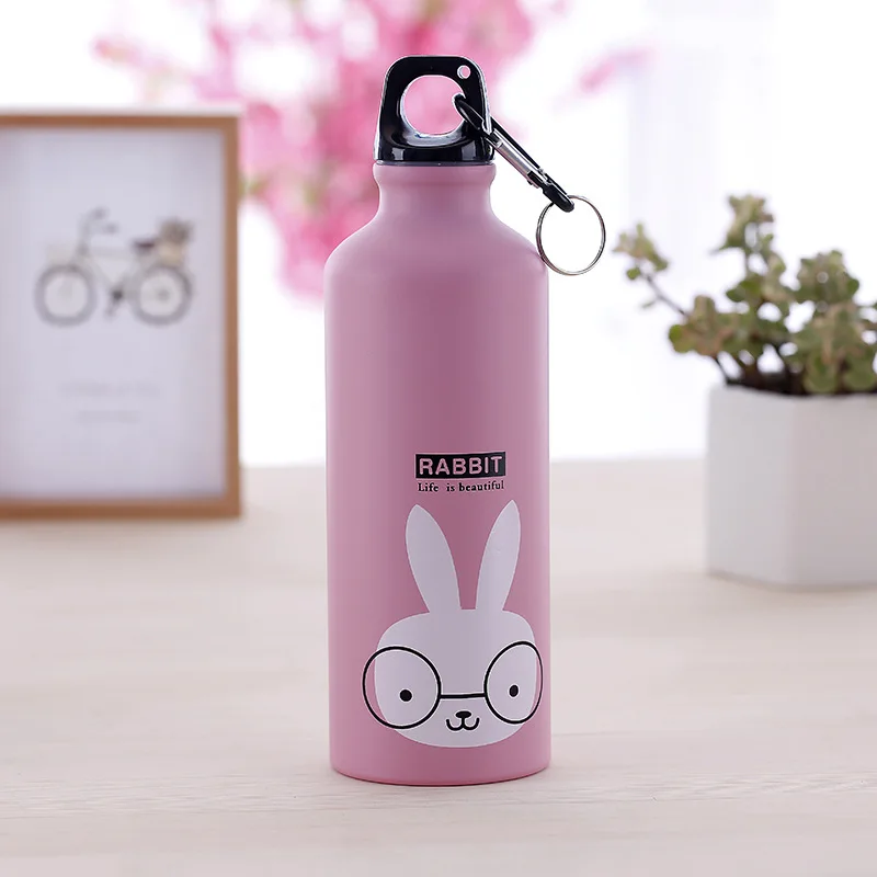 500ML Kids Cute Water Bottle Portable Sport Drink Leakproof Steel Botella With Hook Lid for Outdoor Travel Man Women Gift | Дом и сад