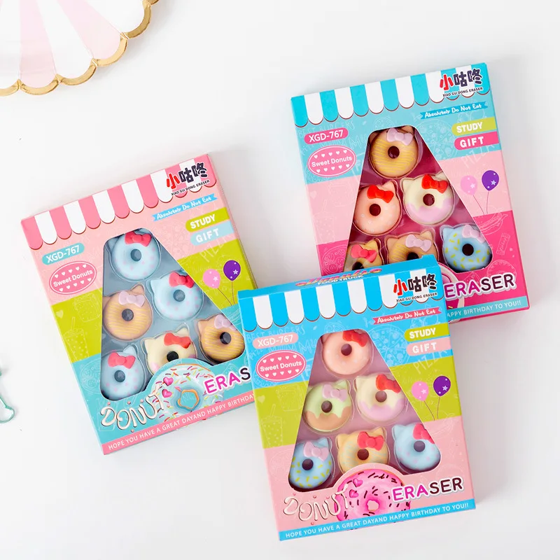 

5 коробок/партия, пончик с кошкой, ластик для упаковки, креативные Обучающие канцелярские принадлежности, подарок для детей, школьников и студентов