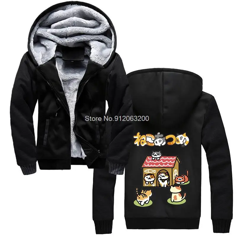 

Fashion Neko Atsume Anime Hoodie Casual Men Winter Thicken Hoodies Hooded Sweatshirt Streetwear