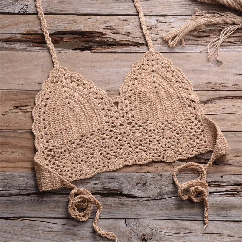 Вязаные Бикини 2020 женские купальники Женский вязаный бюстгальтер с ракушками и