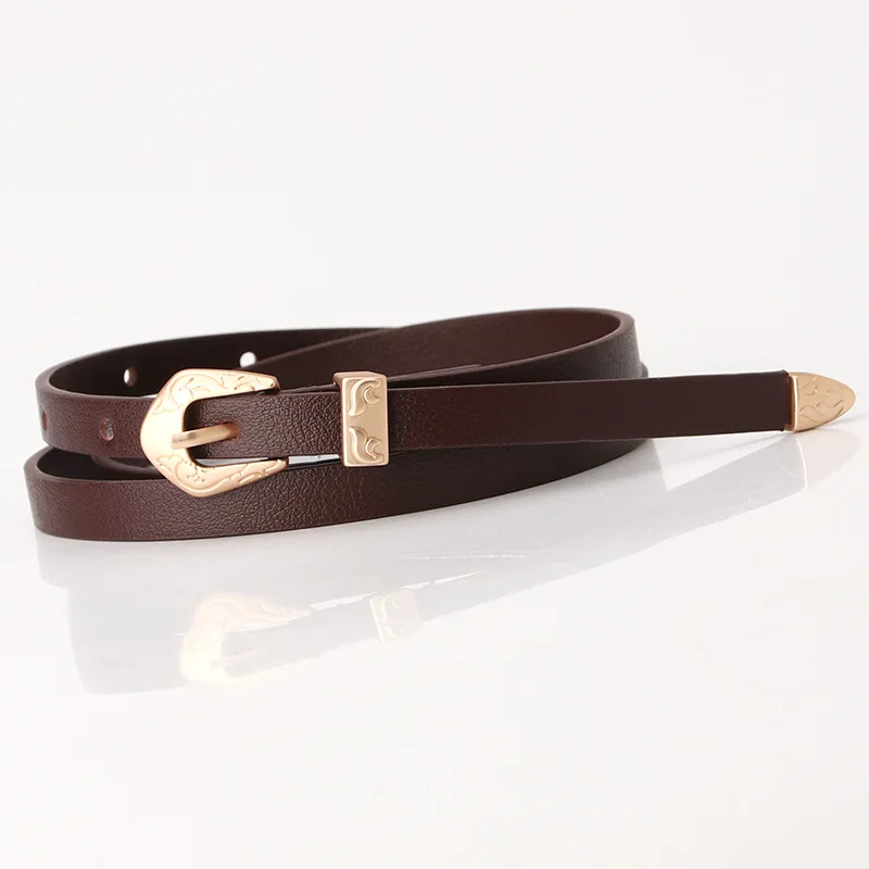 

Fashion Wild Square Head Pin Buckle Female Models Frosted Waist Chain Ladies Decorative Thin Belt Female Small Belt Belt Width