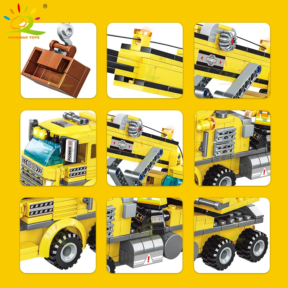

New TOYS 693pcs 8in1 Engineering Truck Building Blocks City Construction Bricks Set Crane Bulldozer Car For Children Kids