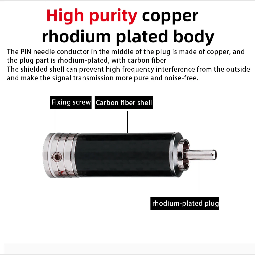 YYAUDIO CF 102(R) родиевый RCA разъем из углеродного волокна для соединения кабеля