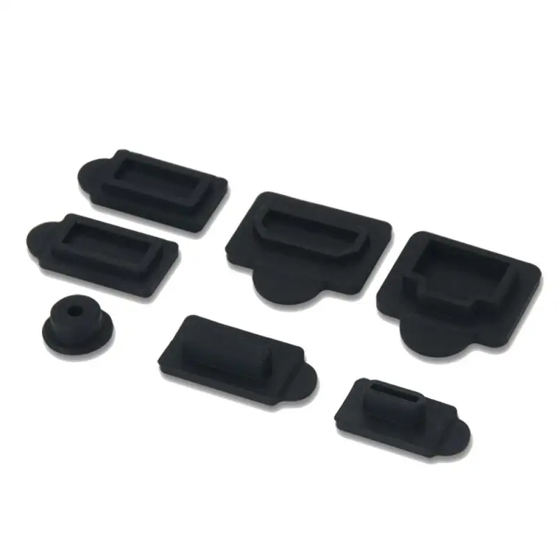 7pcs Black Silicone Dust Plugs Set USB HDM Interface Anti-dust Cover Case Dustproof Plug For PS5 Game Console Accessories Parts |