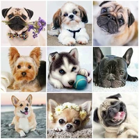 141618222528ct 11ct printing embroidery dog animals cross stitch home decoration