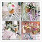 Uone алмазов картина 5ddiy вышивки крестом FlowerBicycle Пейзаж Вышивка Стразы Пижама для детей и взрослых, Украшения дома и офиса таинственный подарок