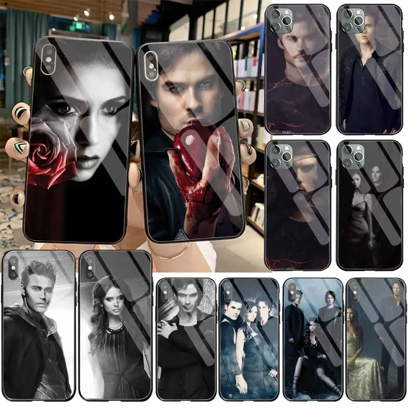 

The Vampire Diaries Stefan Damon Salvatore Phone Case Tempered Glass For iPhone 11 Pro XR XS MAX 8 X 7 6S 6 Plus SE 2020 case