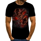 Летняя мужская футболка с 3D черепом, мужские футболки с принтом мрачного рисунка Жнеца, популярный модный топ с круглым вырезом, мужские футболки большого размера