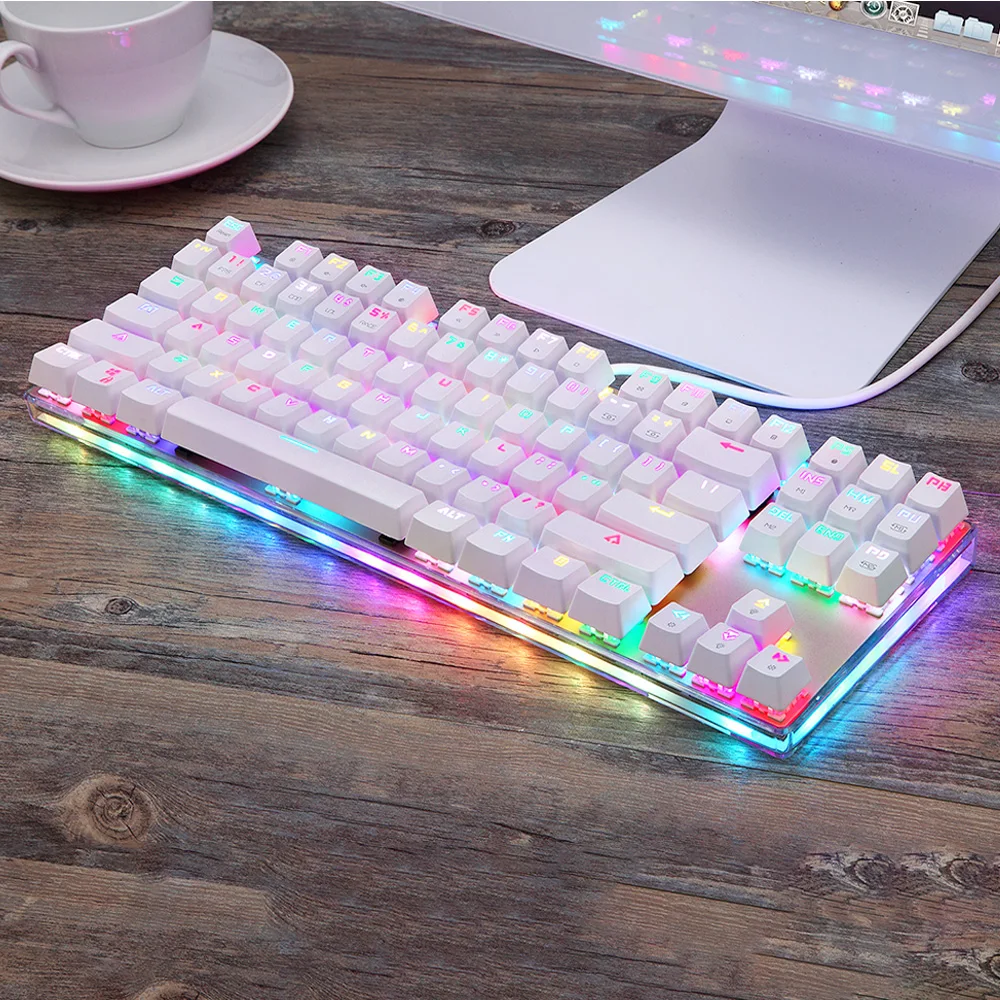 motospeed k87s gameing mechanical keyboard led with rgb backlight usb wired 87 keys red blue switch for pc computer laptop gamer free global shipping