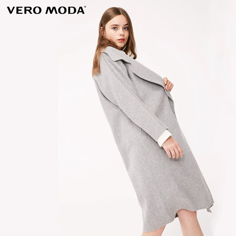 Vero Moda женское офисное пальто из чистой шерсти с нагрудным карманом на пуговицах | 318327556 - Цвет: Lt. grey mel.