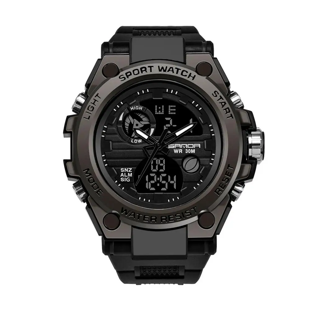 A reloj мужские спортивные часы с двойным дисплеем Аналоговый Цифровой светодиодный электронный модные наручные часы reloj hombre erkek kol saati - Цвет: A