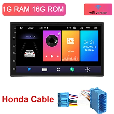 Honda cable wifi Android 9,0 2 Din Автомобильный Радио Мультимедиа Видео плеер Универсальный Авто Стерео gps для мазида Лада Ниссан Хундай Киа тоята CR-V - Цвет: Honda cable wifi