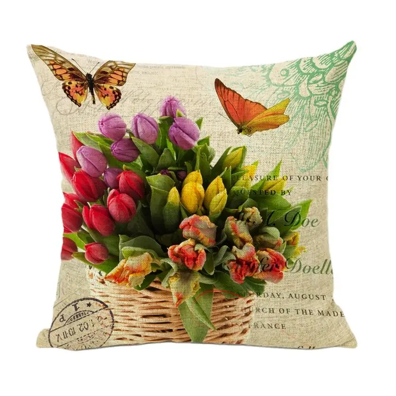 Винтажные Цветы акварельные розы тюльпаны Лилия винтажный Чехол на подушку