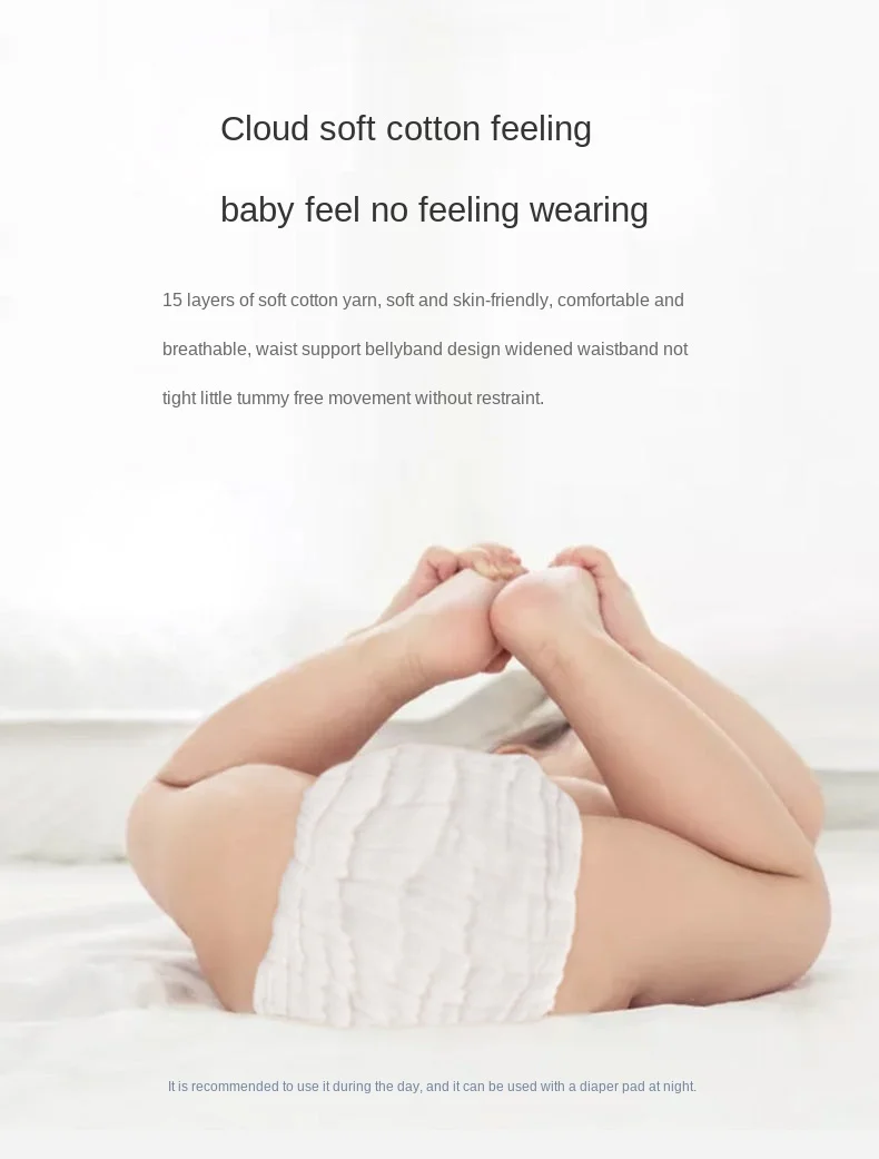 Pa&ntilde;al de algod&oacute;n puro de 12 capas para reci&eacute;n nacido, ropa interior de tela para beb&eacute; de 0 a 12 meses, reutilizable, pantalones de entrenamiento para ni&ntilde;os-2