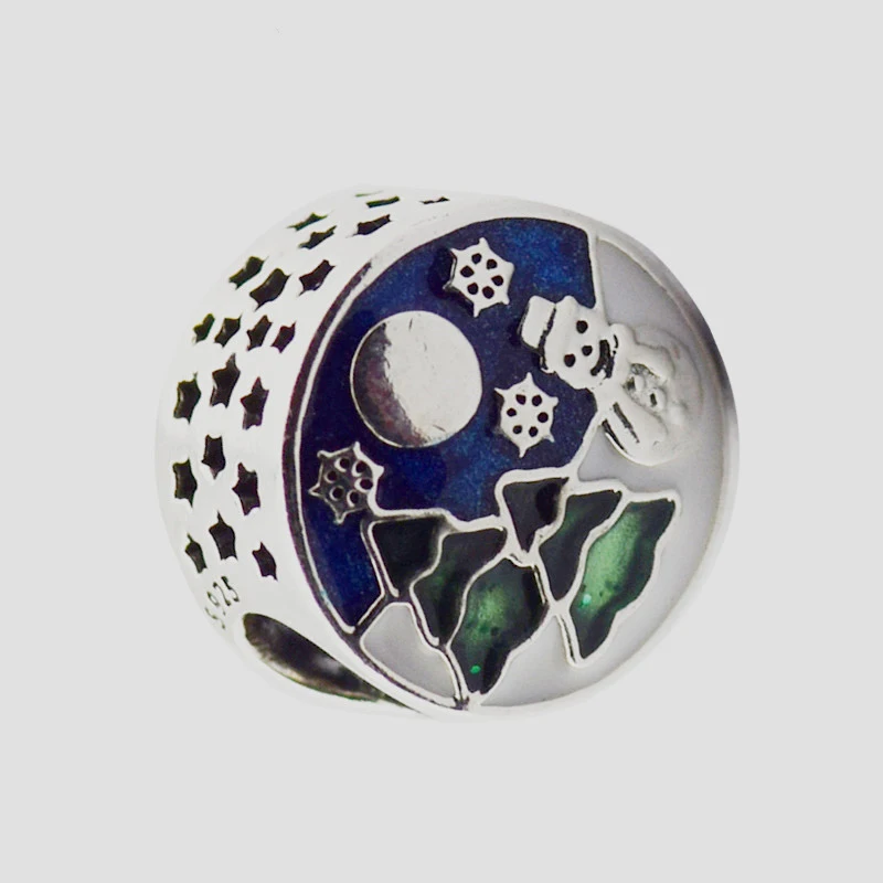

Snowy Wonderland Blue Sky & Green Enamel Tree Charm Beads for Women Bracelets Silver 925 Jewelry Winter Beads for Jewelry Making