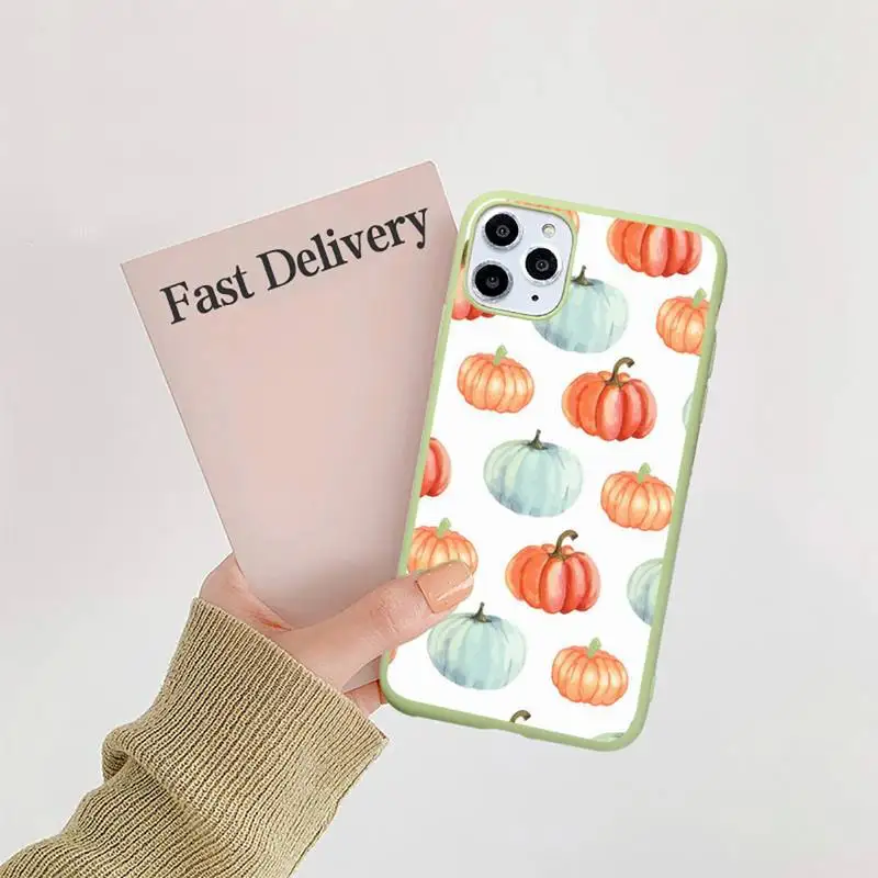 

Pumpkin Autumn leaf pattern Flowers Phone Case Candy Color for iPhone 11 12 mini pro XS MAX 8 7 6 6S Plus X 5S SE 2020 XR