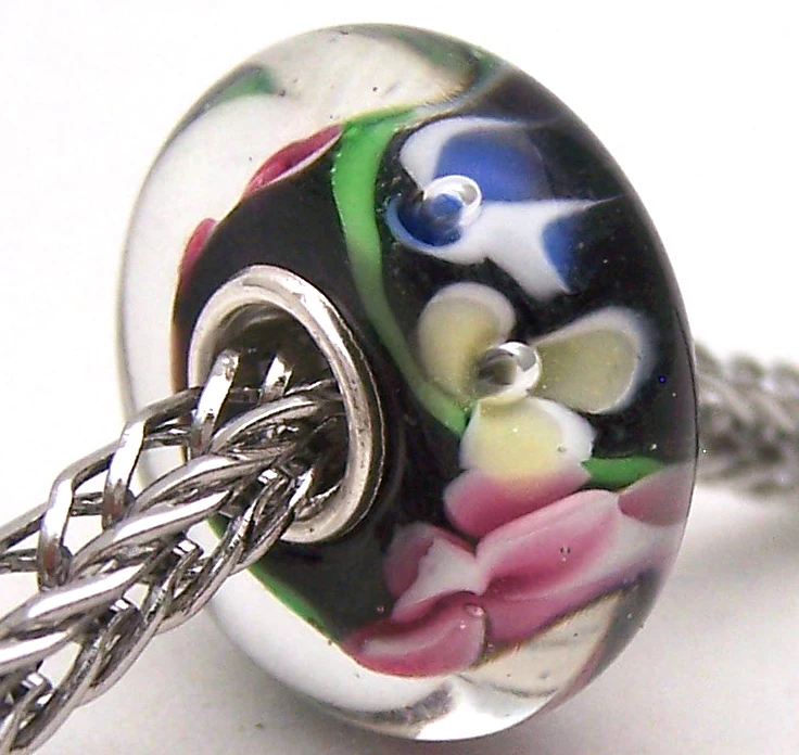 

PJG3031 100% S925 Sterling Silver Beads Murano Glass beads Fit European Charms Bracelet charms diy jewelry Lampwork GlassBeads