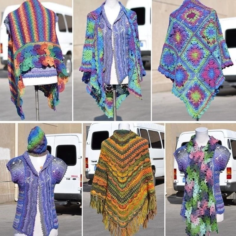 

5 Rolls 50g/ball Worsted Section-dyed Rainbow Yarn 100% Pure Wool Yarn for DIY Hand Knitting Crochet Shawl Scarf Thread