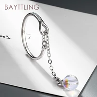 bayttling silver color tassel zircon heart open ring for women fashion jewelry couple ring gift