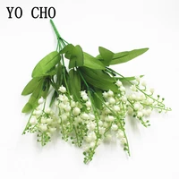artificial flowers lily of the valley 7 branches fake plastic lily flower bridal bouquet wedding party decor flores artificiales