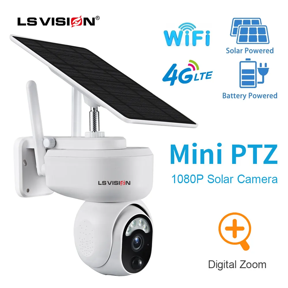

LS VISION Multipurpose Outdoor 4G Solar Camera WIFI Wireless 1080P Security Camera Motion Detection Two Way Audio Camera Indoor