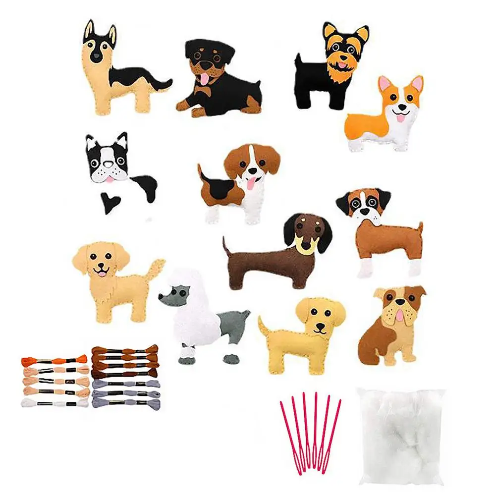 

Sew Mini Dog Craft Kit For Kids 12 Pcs Felt Sewing Kit For Kids 4-6 With Instructions And Sewing Supplies Fun DIY Craft Set F