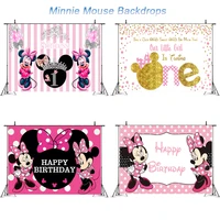 baby girls birthday backdrops for photography minnie mouse party decorations pink background vinyl cloth studio photo backdrops