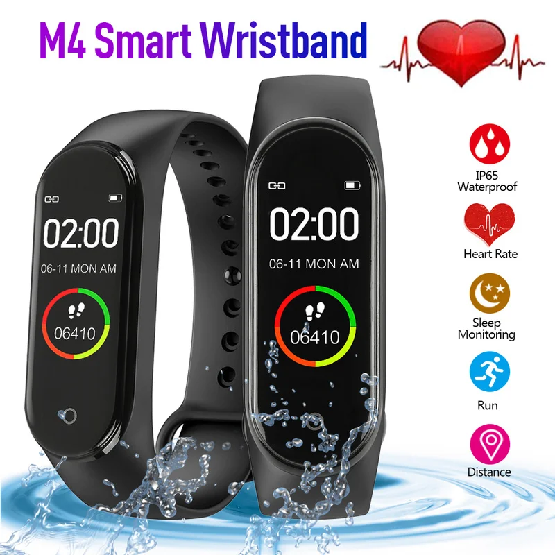 

Smart Bracelet Heart Rate Blood Monitor Pressure Fitness Tracker Smartwatch Sport waterproof M4 Smart Band for ios android clock