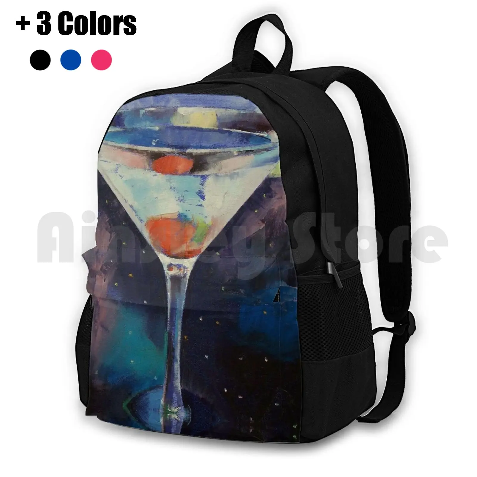 

Bombay Sapphire Outdoor Hiking Backpack Waterproof Camping Travel Oil Paintings Cherry Cocktail Glitter Michael Creese Oil