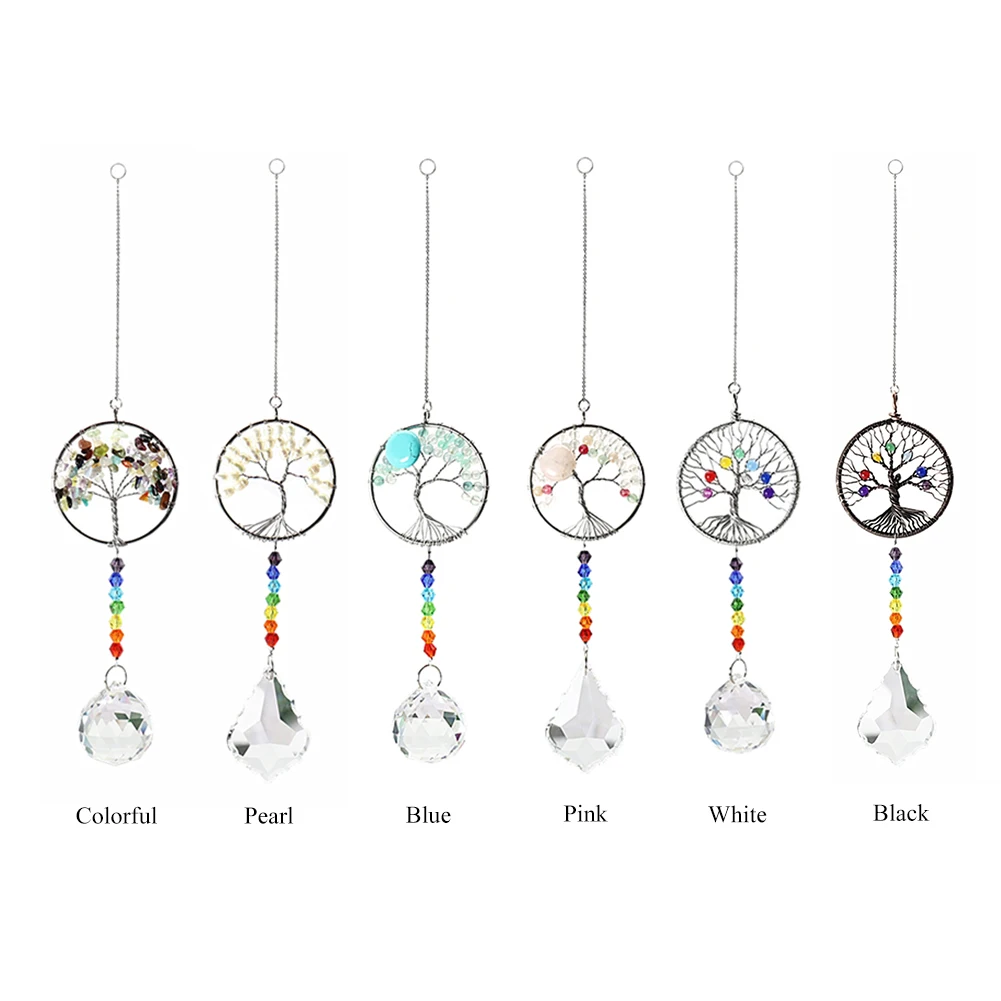 

Crystal Wind Chime Pendant Colorful Life Tree Beads Hanging Drop Outdoor Indoor Garden Window Wedding Curtain Chandelier Decor