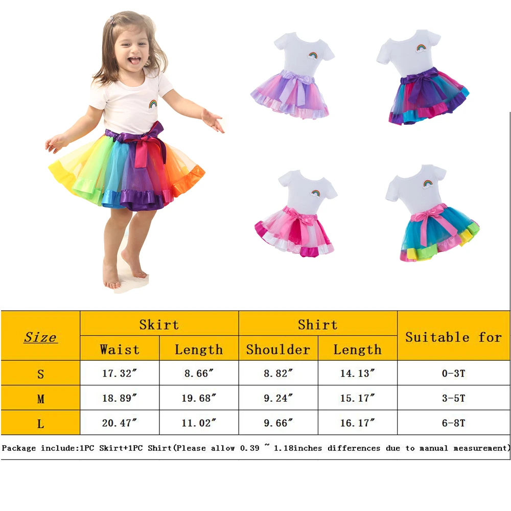 

New Tutu Skirt Baby Girl Skirts 3M-8T Princess Mini Pettiskirt Party Dance Rainbow Tulle Skirts Girls Clothes Children Clothing