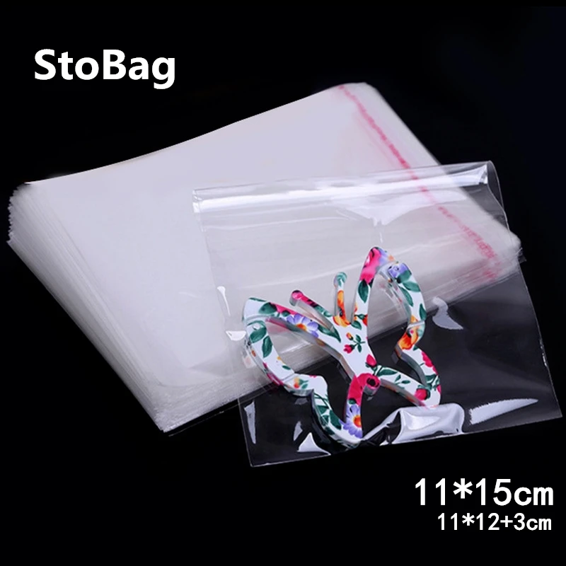 

StoBag 500pcs 11*15cm Transparent Self Adhesive Seal OPP Plastic Bags Jewelry Packaging Candy Cookie Gift Bag Clear Cellophane